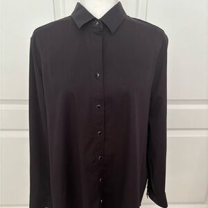 Chico’s No Iron Black Button Up Shirt w/ Jeweled Buttons – Size 3 (L 16)